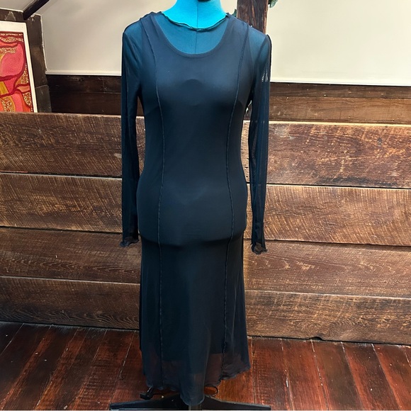 Bohme Trinity Gothic Mesh Long Sleeve Dress w/ Sleeveless Slip Dress & 90s Vibe - Picture 5 of 15